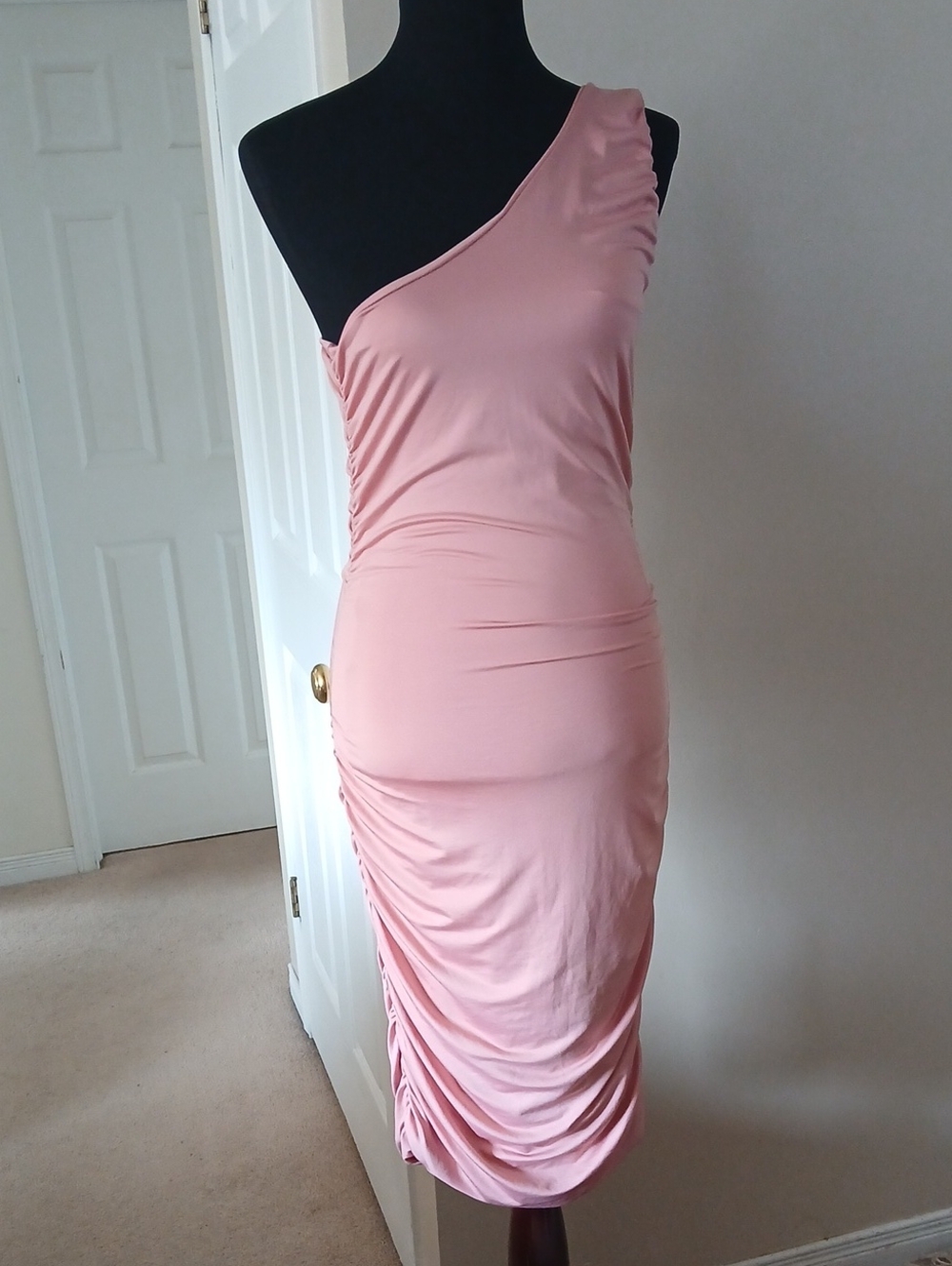 Elegant One Shoulder Pink Dress